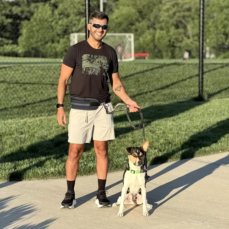 Hands-Free Dog Leash with Waist Pouch & Shock Absorbing Bungee