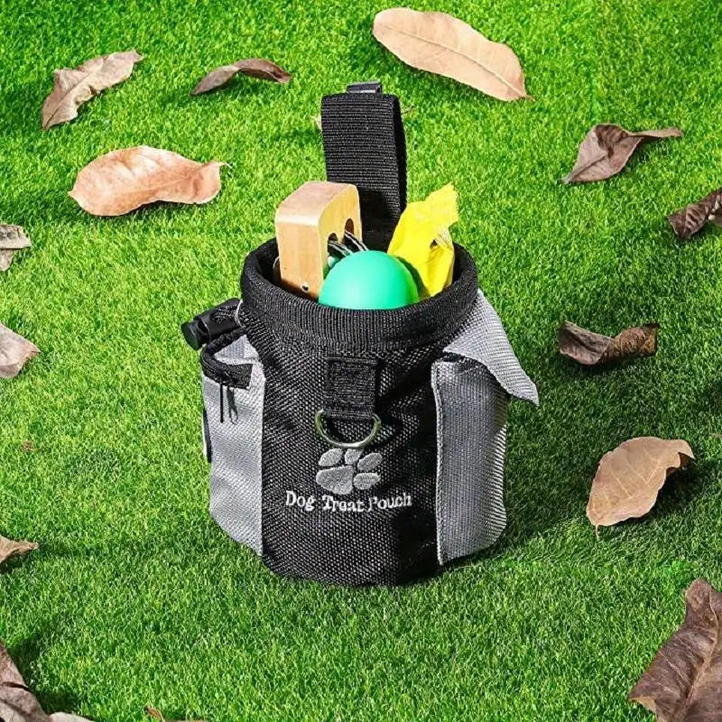 Dog Treat Training Pouch with Built-In Waste Bag Dispenser
