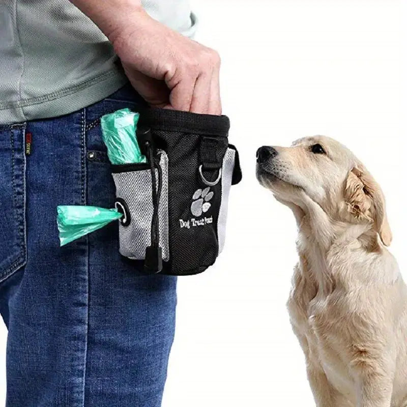 Dog Treat Training Pouch with Built-In Waste Bag Dispenser