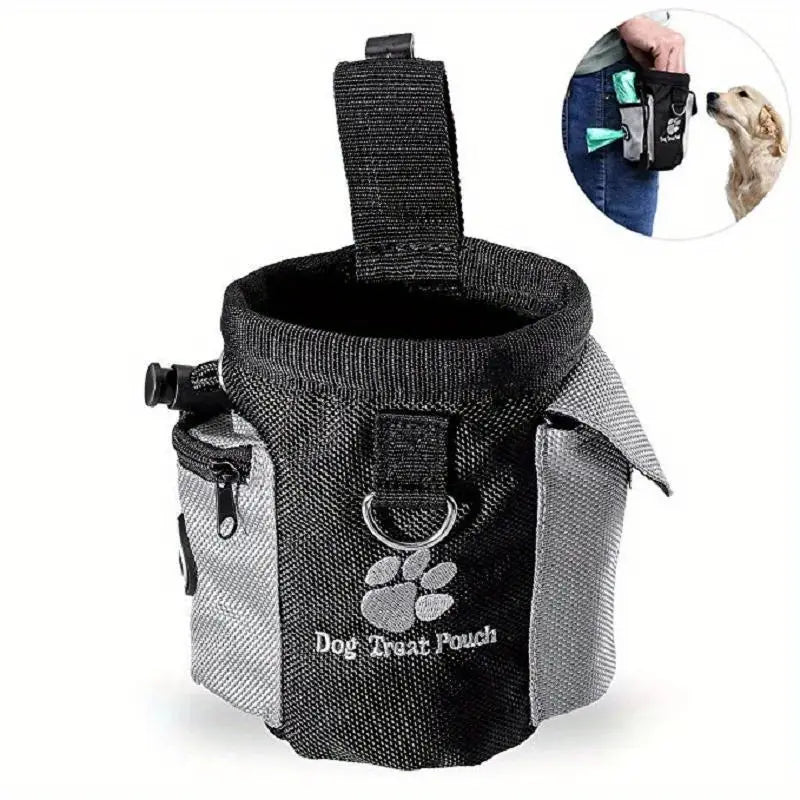 Dog Treat Training Pouch with Built-In Waste Bag Dispenser