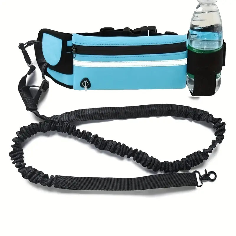 Hands-Free Dog Leash with Waist Pouch & Shock Absorbing Bungee