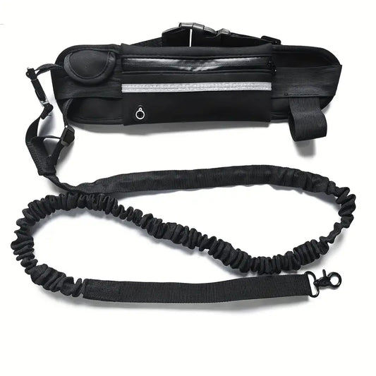 Hands-Free Dog Leash with Waist Pouch & Shock Absorbing Bungee