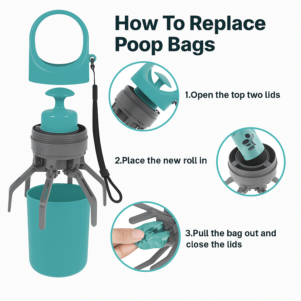 Portable Poop Scoop with Waste Bag Dispenser