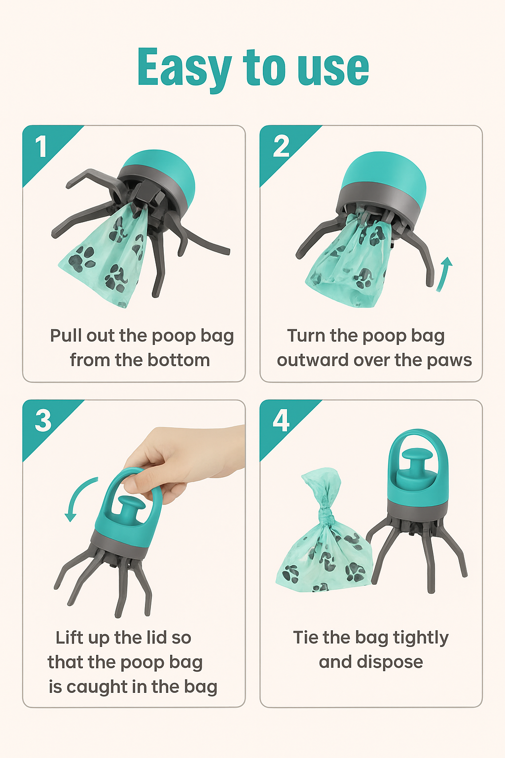 Portable Poop Scoop with Waste Bag Dispenser